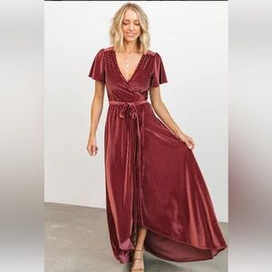 Baltic Born Andi Ribbed Velvet Wrap Dress